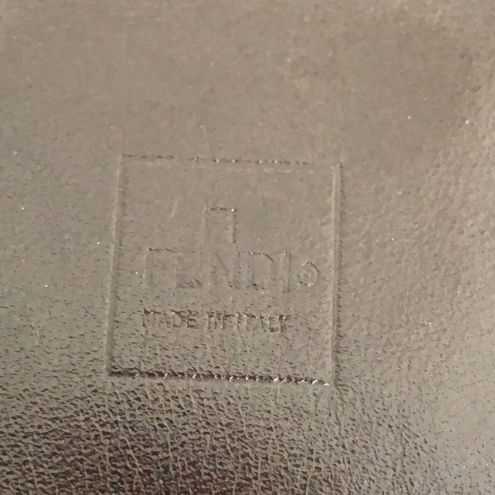 FENDI Zucca Tan Navy Canvas and Brown Leather Trim Snap Close Trifold Key Case